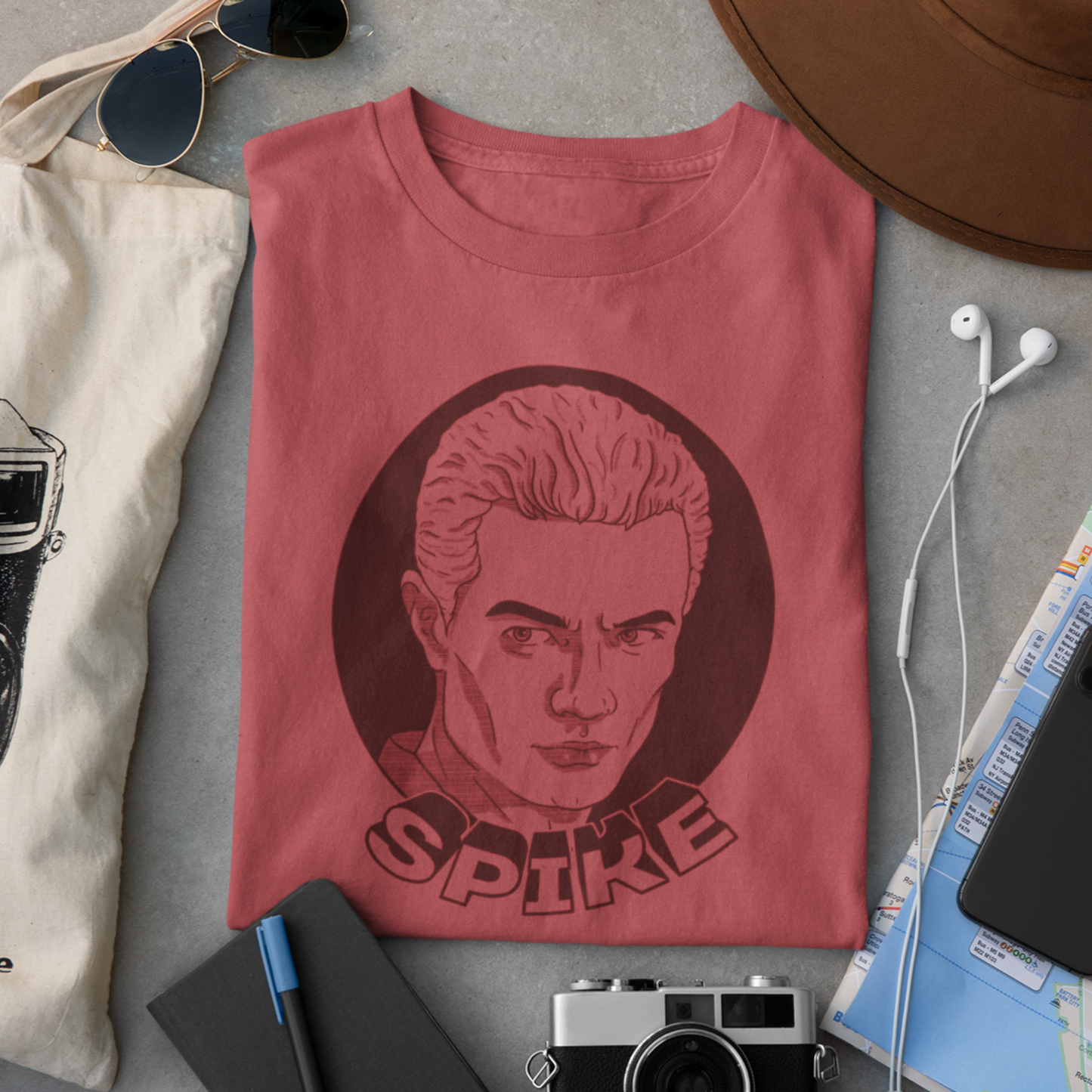 Spike Buffy the Vampire Slayer James Marsters folded Unisex T-Shirt heather red