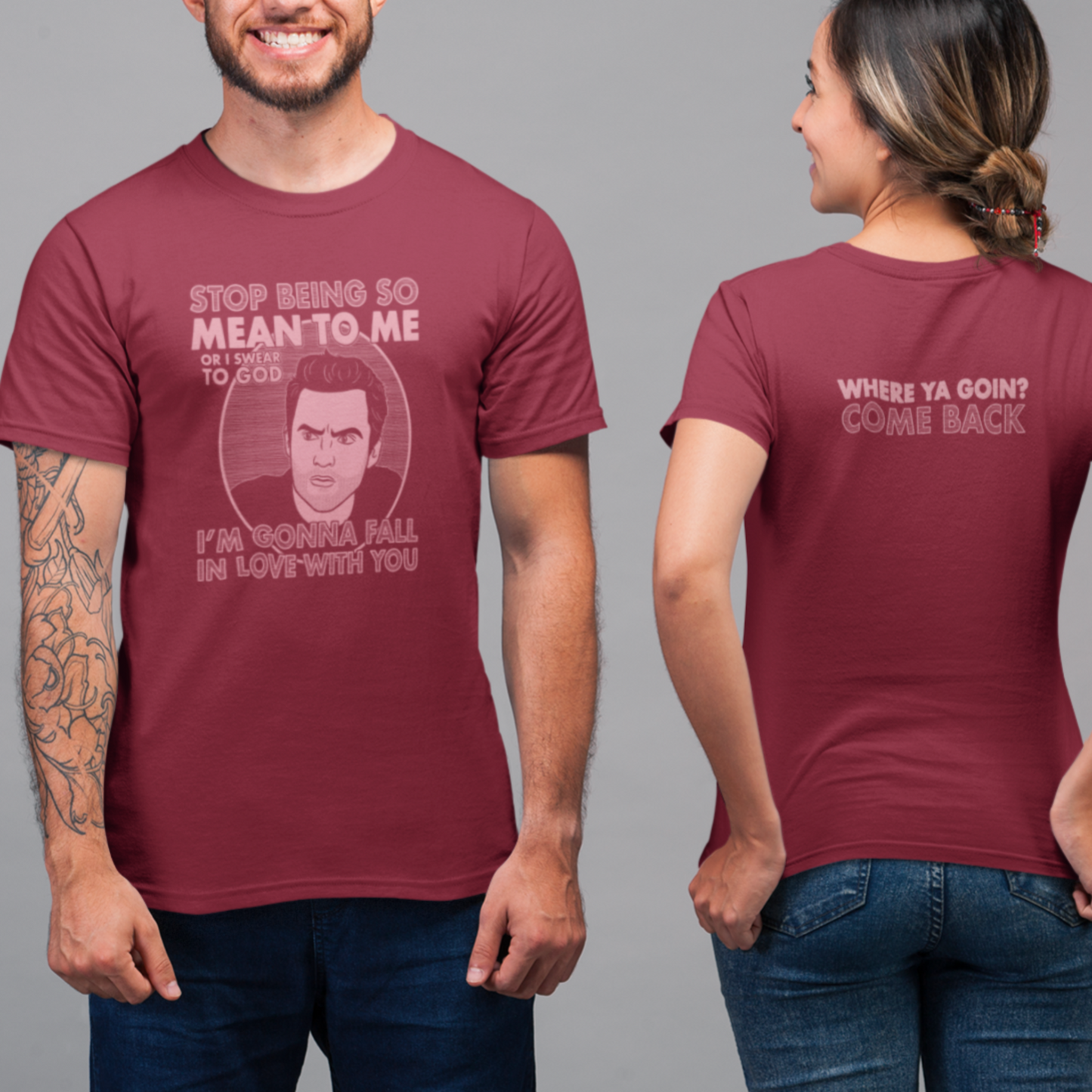 Stop Being So Mean To Me - Nick Miller, New Girl - Unisex T-Shirt, front and back