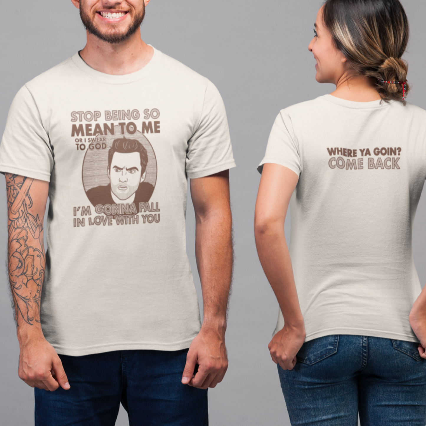 Stop Being So Mean To Me - Nick Miller, New Girl - Unisex T-Shirt, front and back