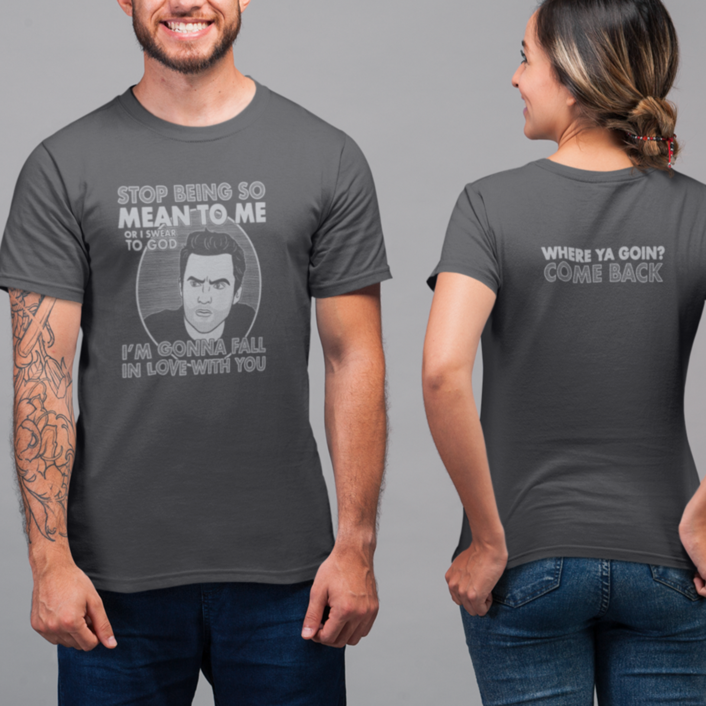 Stop Being So Mean To Me - Nick Miller, New Girl - Unisex T-Shirt, front and back